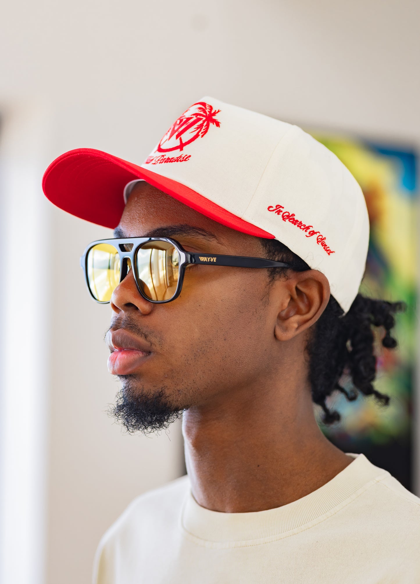 Club Paradise Snapback - Antique White & Red