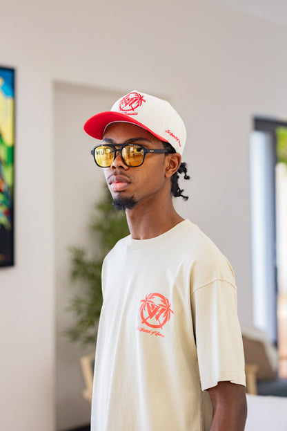 Club Paradise Snapback - Antique White & Red