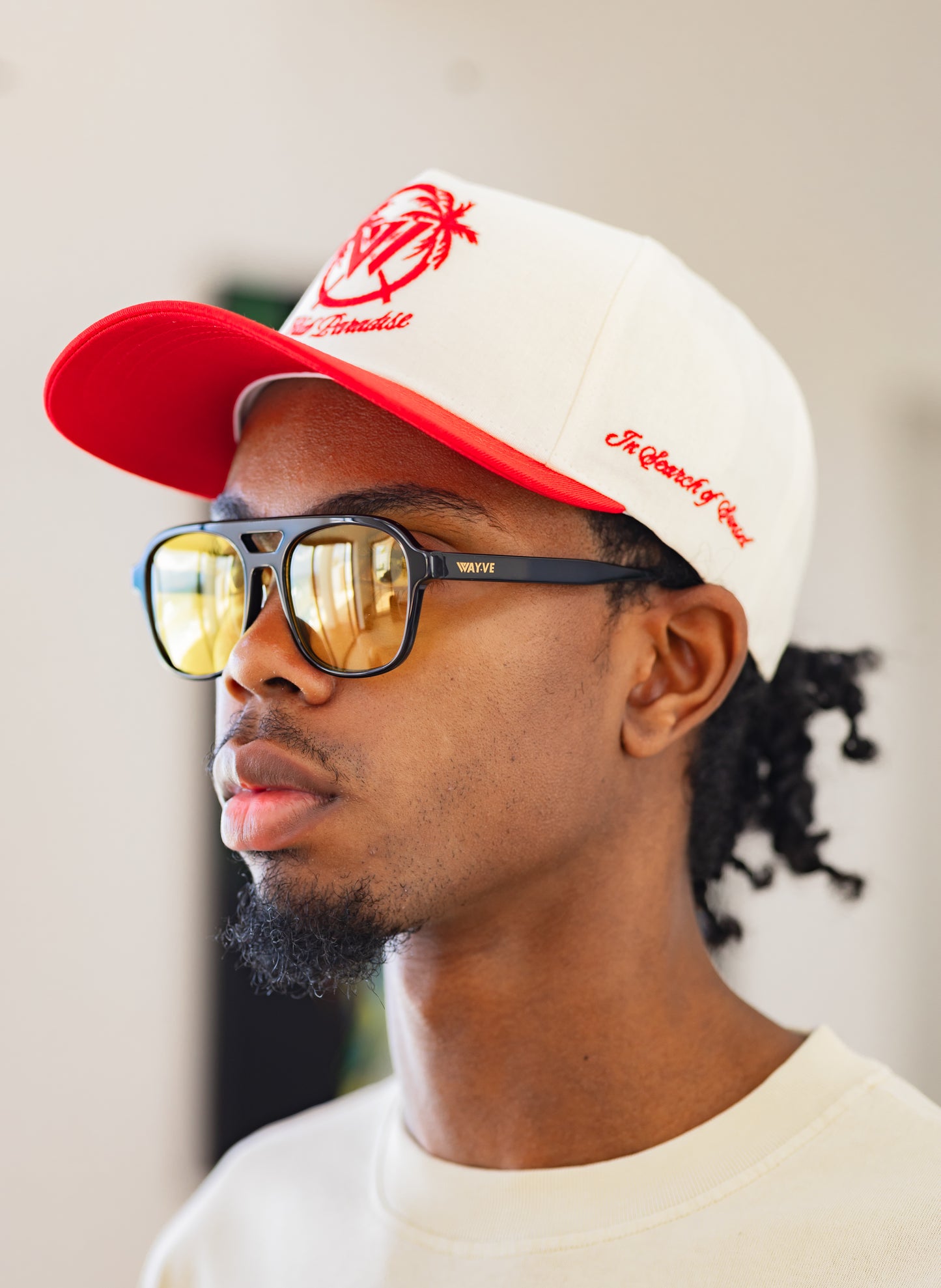 Club Paradise Snapback - Antique White & Red