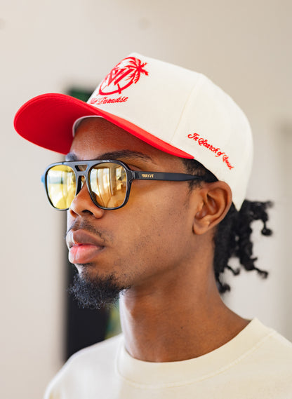 Club Paradise Snapback - Antique White & Red