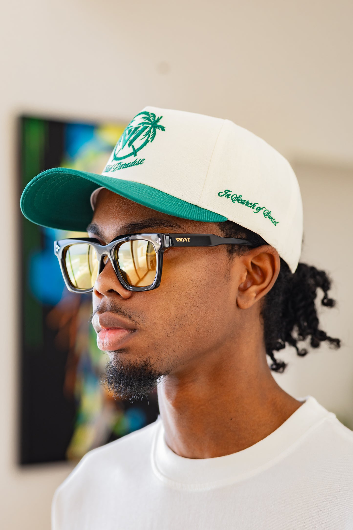 Club Paradise Snapback - Antique White & Green