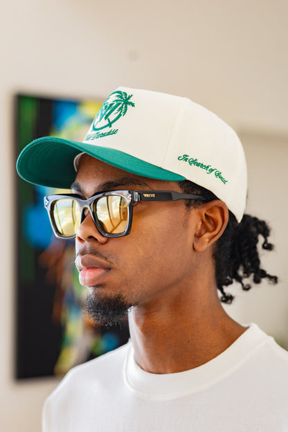 Club Paradise Snapback - Antique White & Green